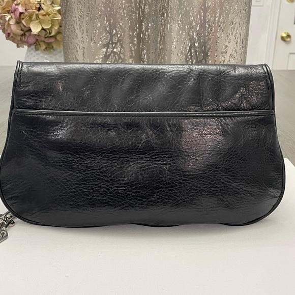 Tory Burch Black Leather Shoulder Bag with Silver Logo - Picture 6 of 12